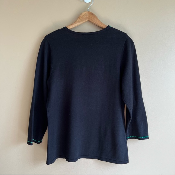 Linea by Louis Dell'Olio floral Embroidered Black Top size small - Picture 4 of 4